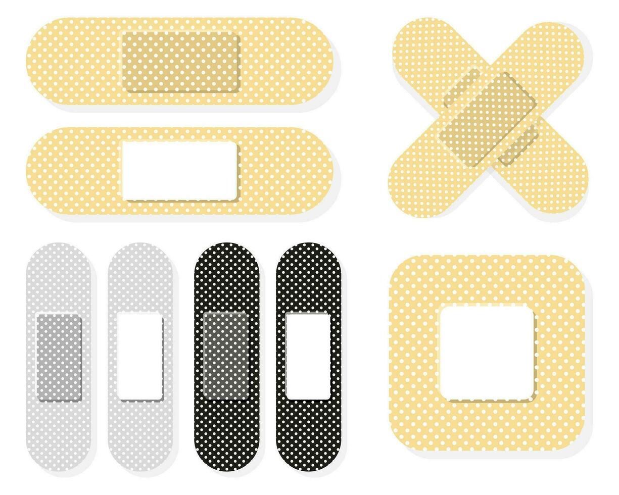 Elastic medical plasters. Adhesive bandage. vector