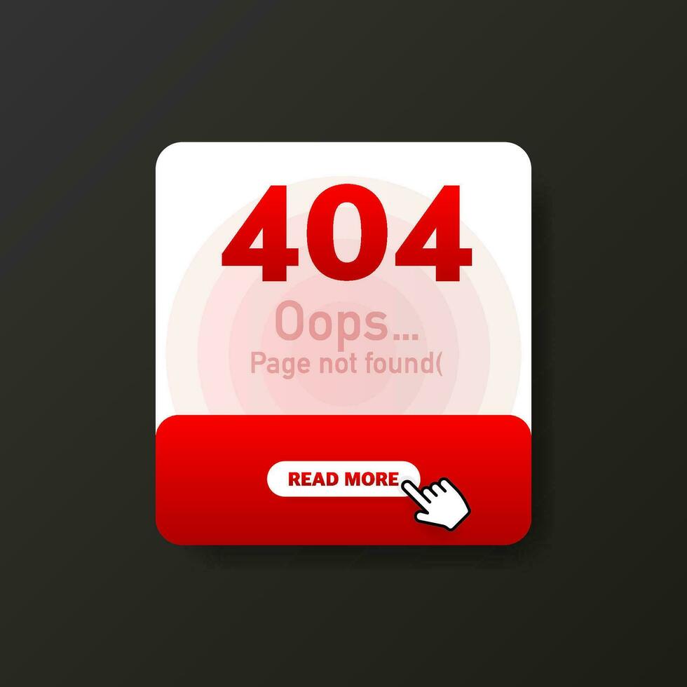 404 error page not found isolated in red background. Vector illustration