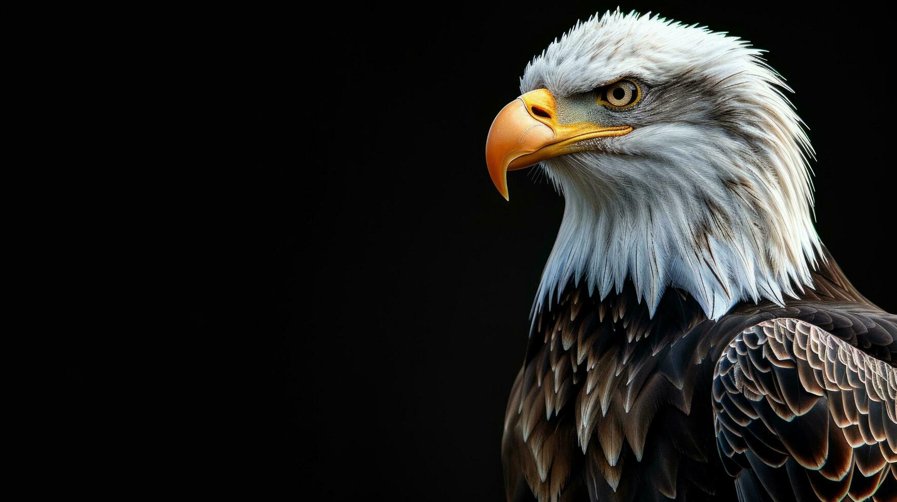 ai generado un águila lata estar en el bandera foto