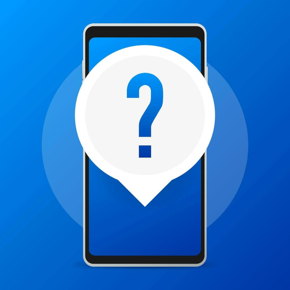 Smartphone or phone receiving message icon with question mark, help. vector
