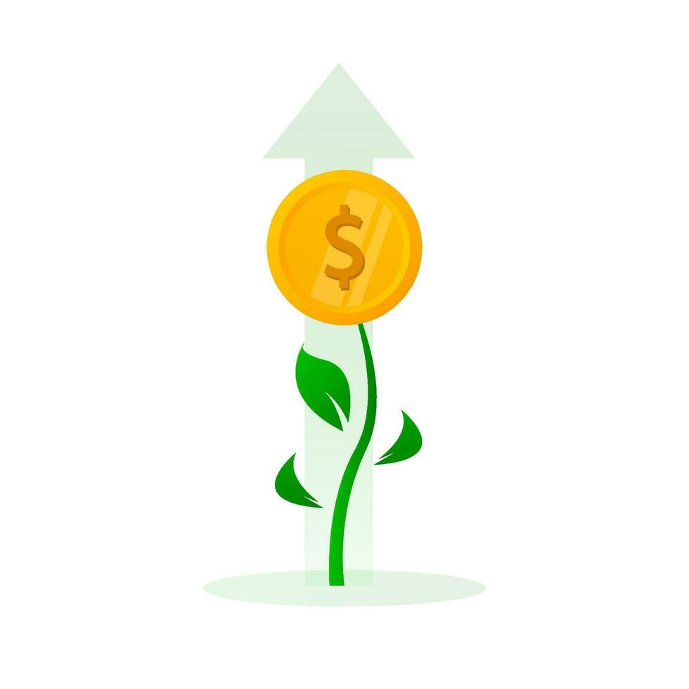 Finance growth vector. Flat green icon. Business financial investment. Economy vector design