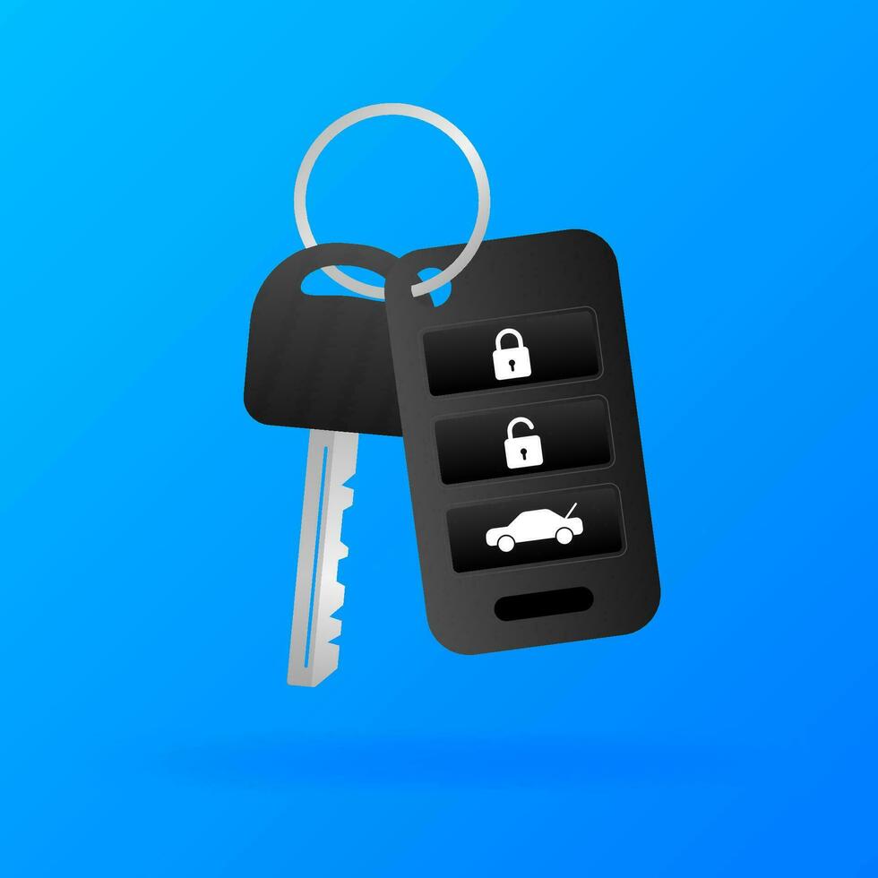 Auto key, great design for any purposes. Blue background. White background. Vector icon