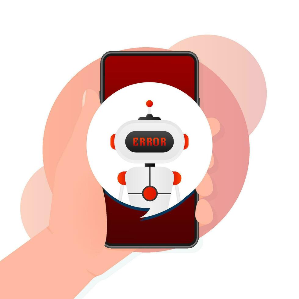 error chatbot glifo icono. silueta símbolo. talkbot con error en habla burbuja. error bot. artificial inteligencia vector