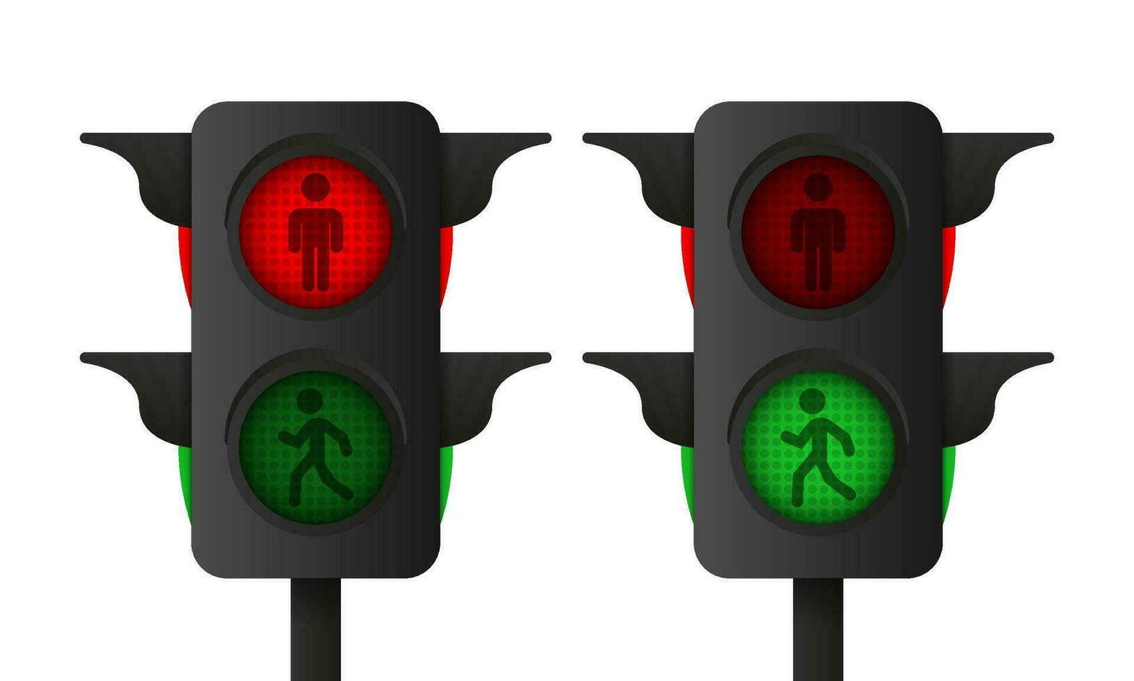 3d realistic pedestrian traffic light on white background. Vector illustration.