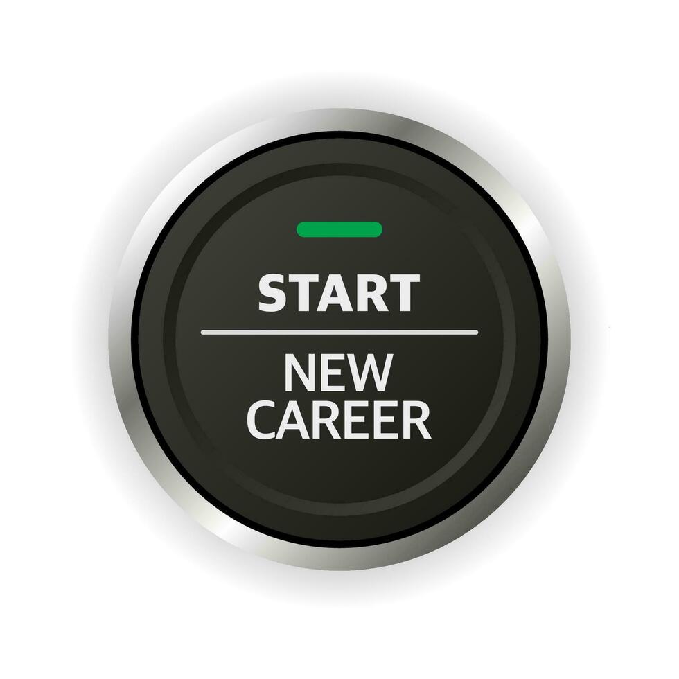 New career start button. Concept of occupational or professional retraining or job opportunities. vector