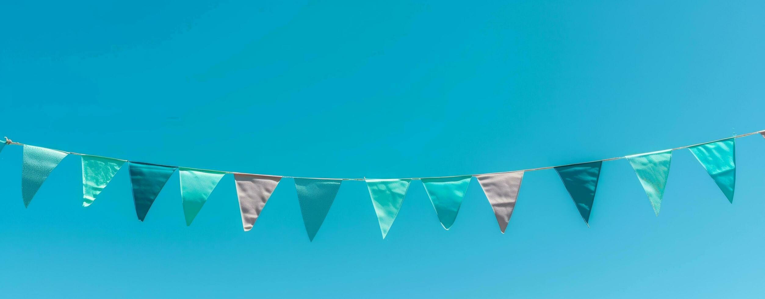 AI generated coloured bunting against the blue sky photo