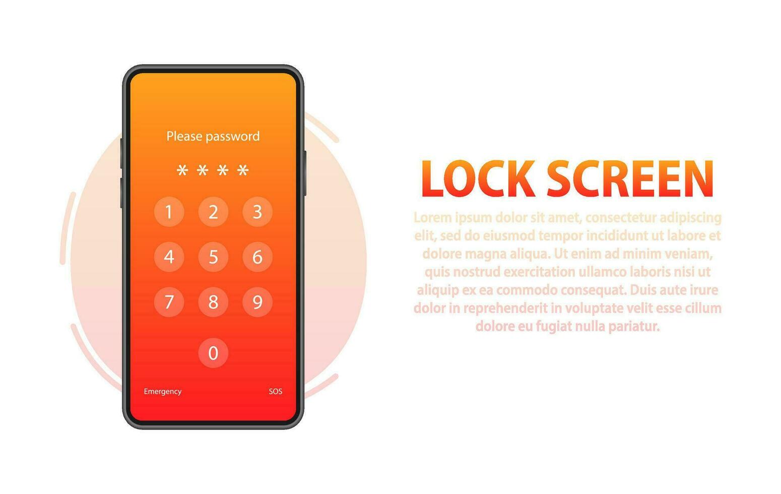 Smartphone with passcode lock screen interface. Protecting Your Smartphone and Personal Data from Unauthorized Access vector