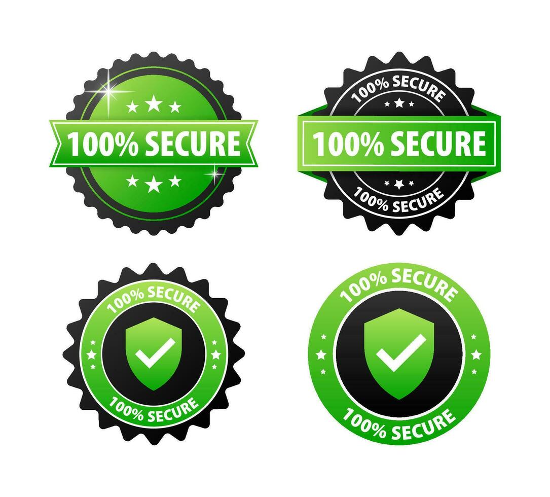 100 percent Secure label Maximum data protection and security vector