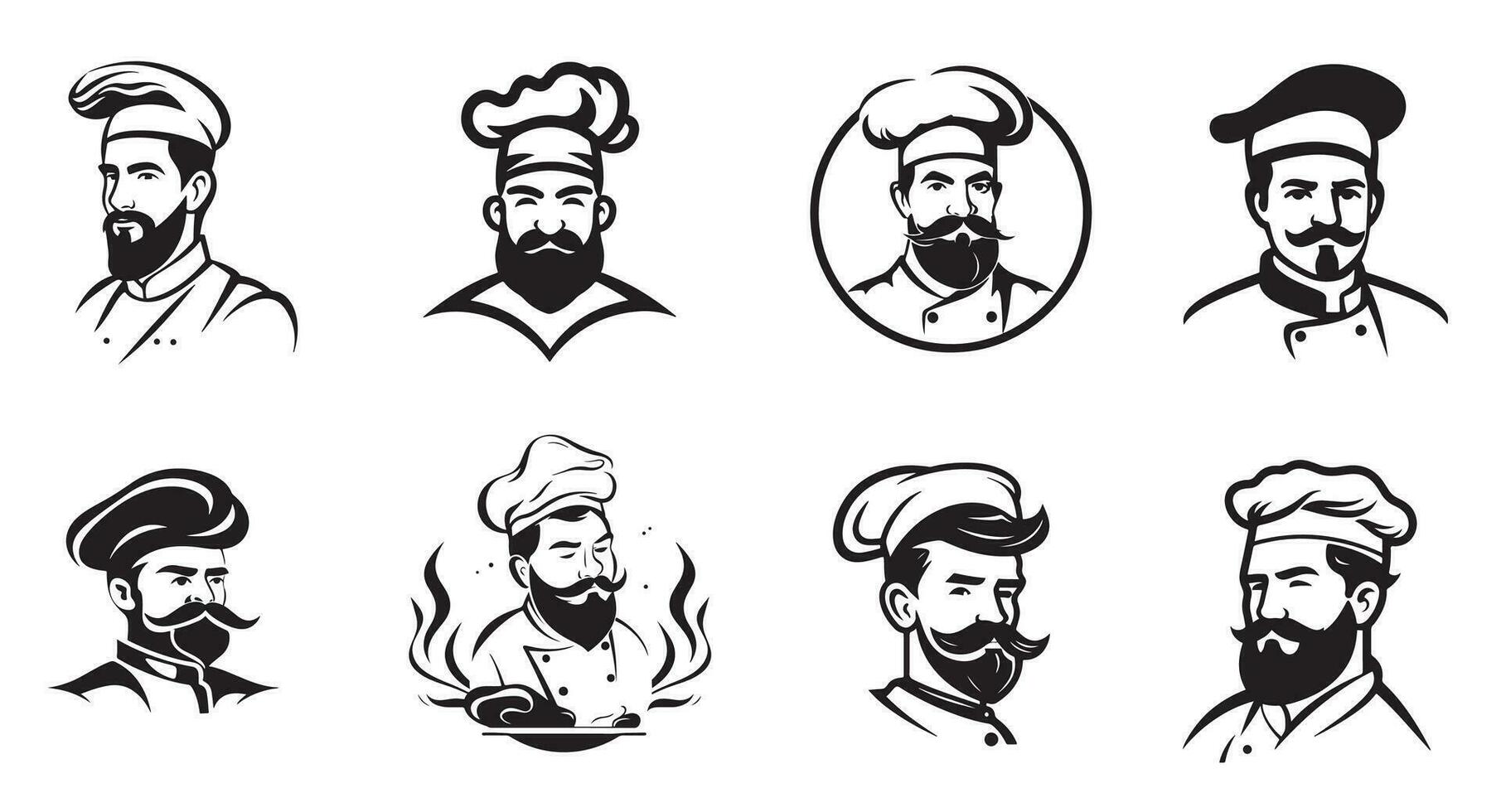 vector ilustración de un bosquejo de un cocinero con un Bigote y un sombrero conjunto