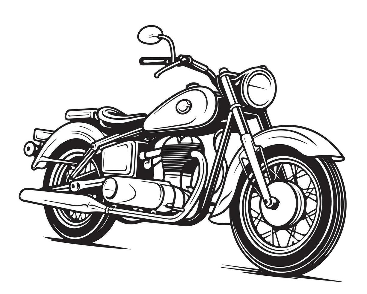 Retro Motorcycle sketch hand drawn Vector illustration Retro transport