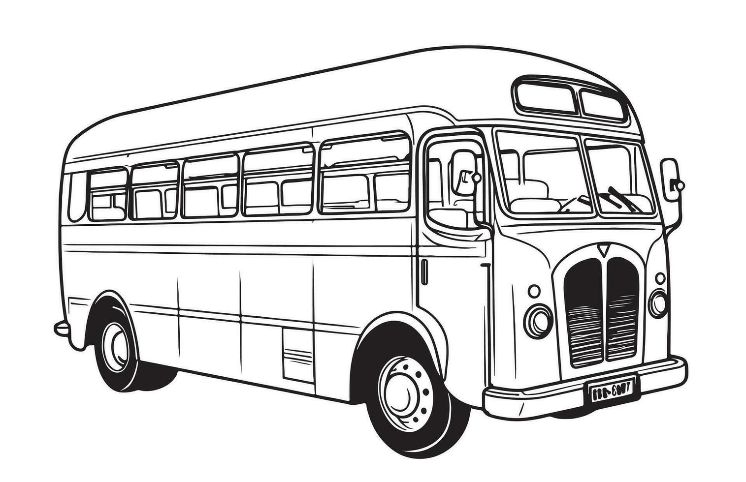 Retro bus sketch hand drawn Vector illustration Retro transport
