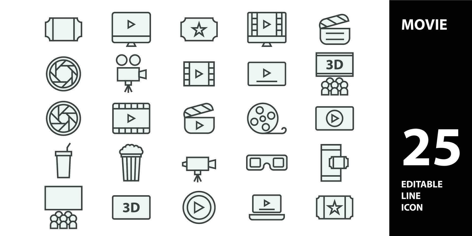 Movie simple line icons set. Movie icon vector