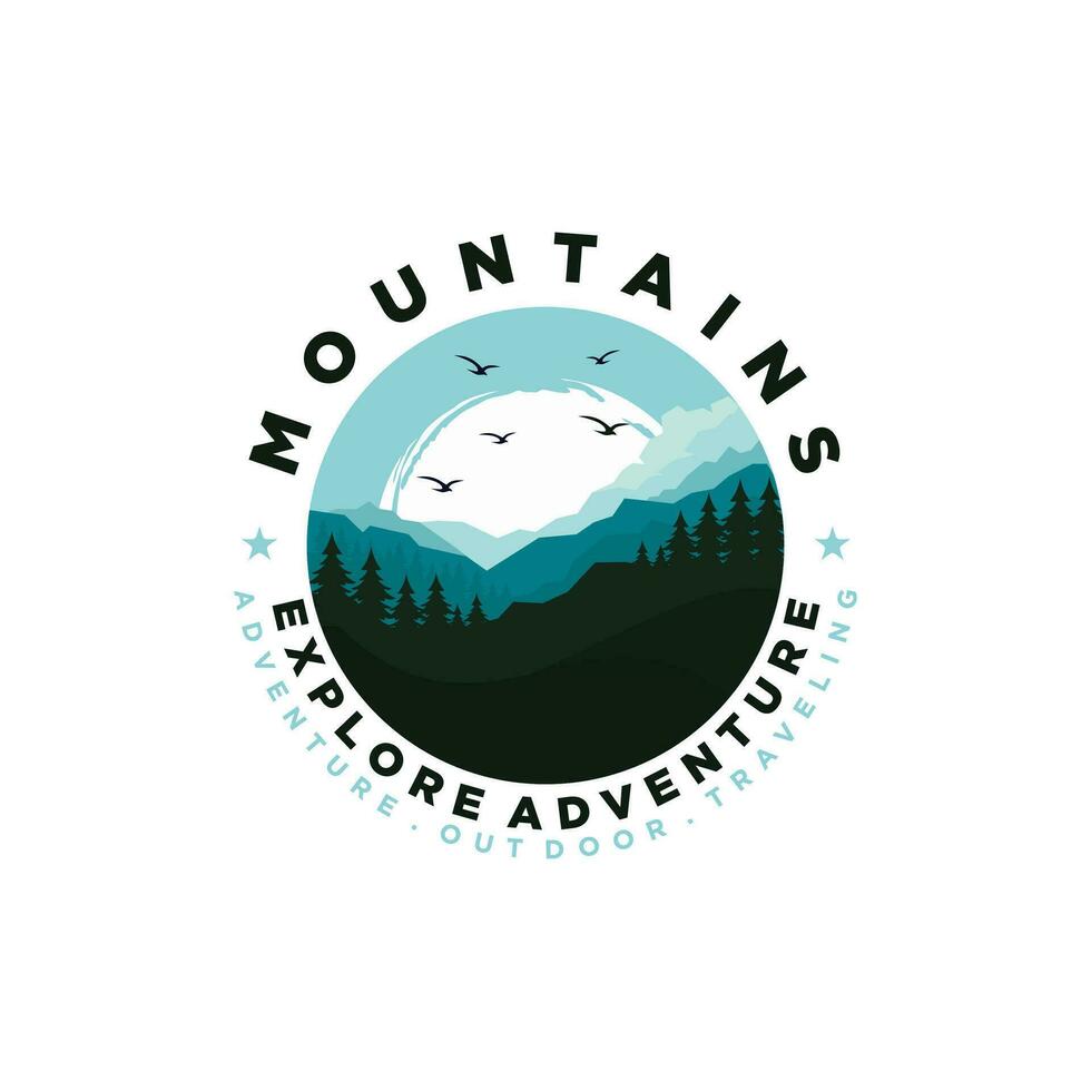 plantilla de logotipo de aventura de montaña vector