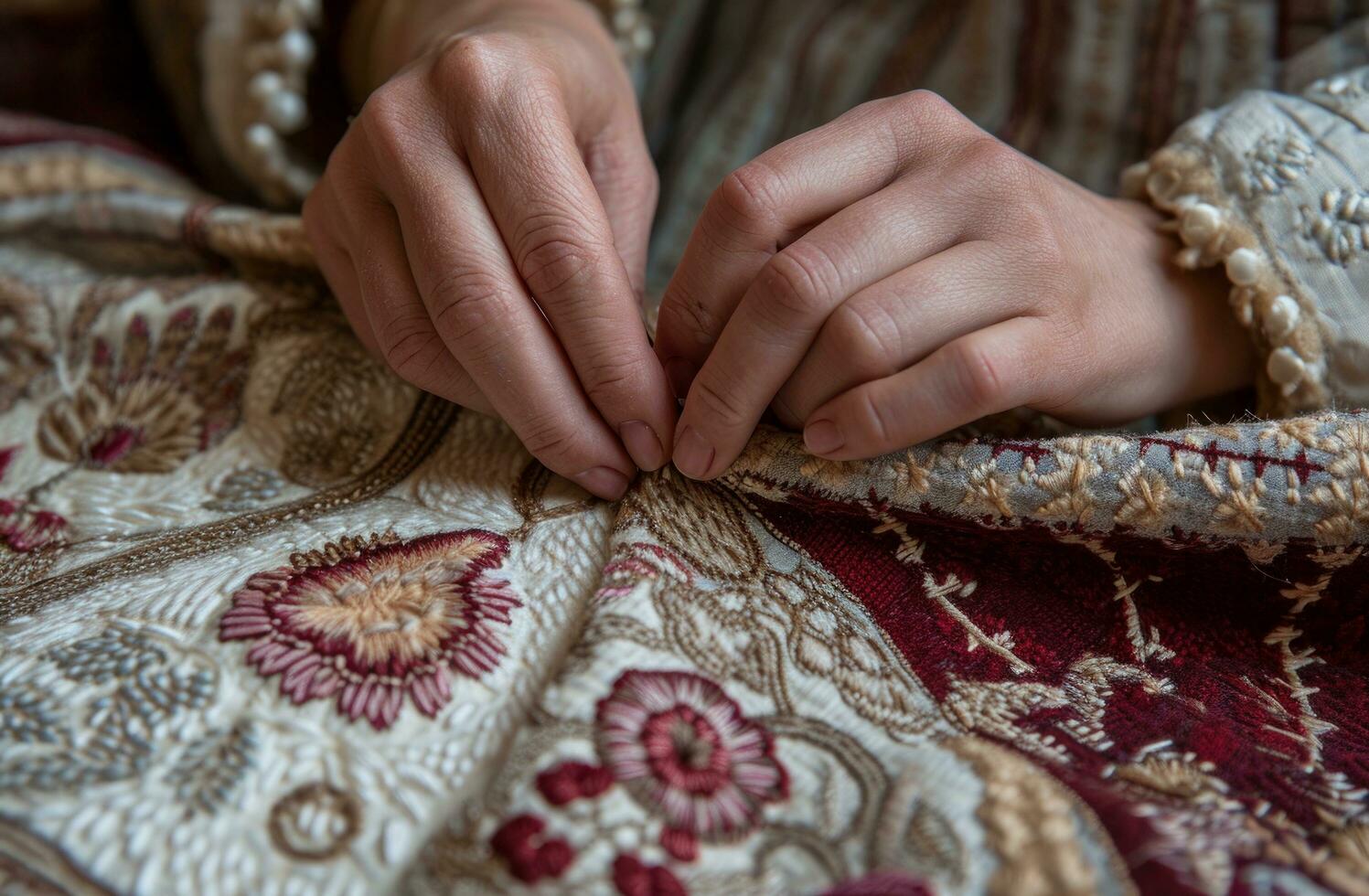 AI generated sewing hand hand embroidery hand tutorial on hand embroidery, photo