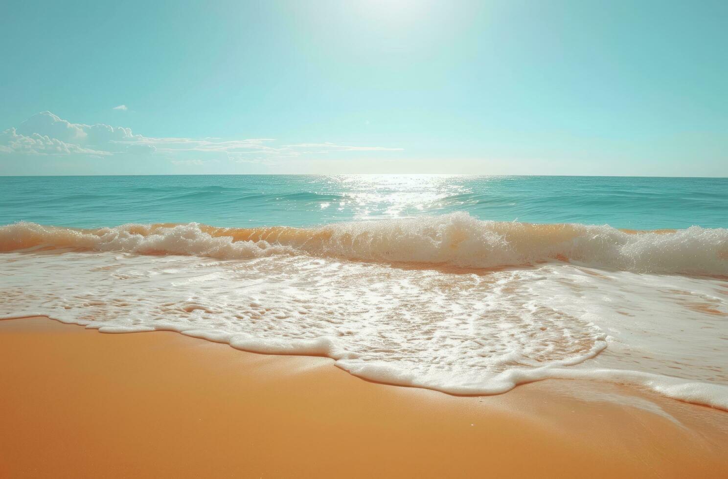 AI generated tropical beach with waves clear ocean photo