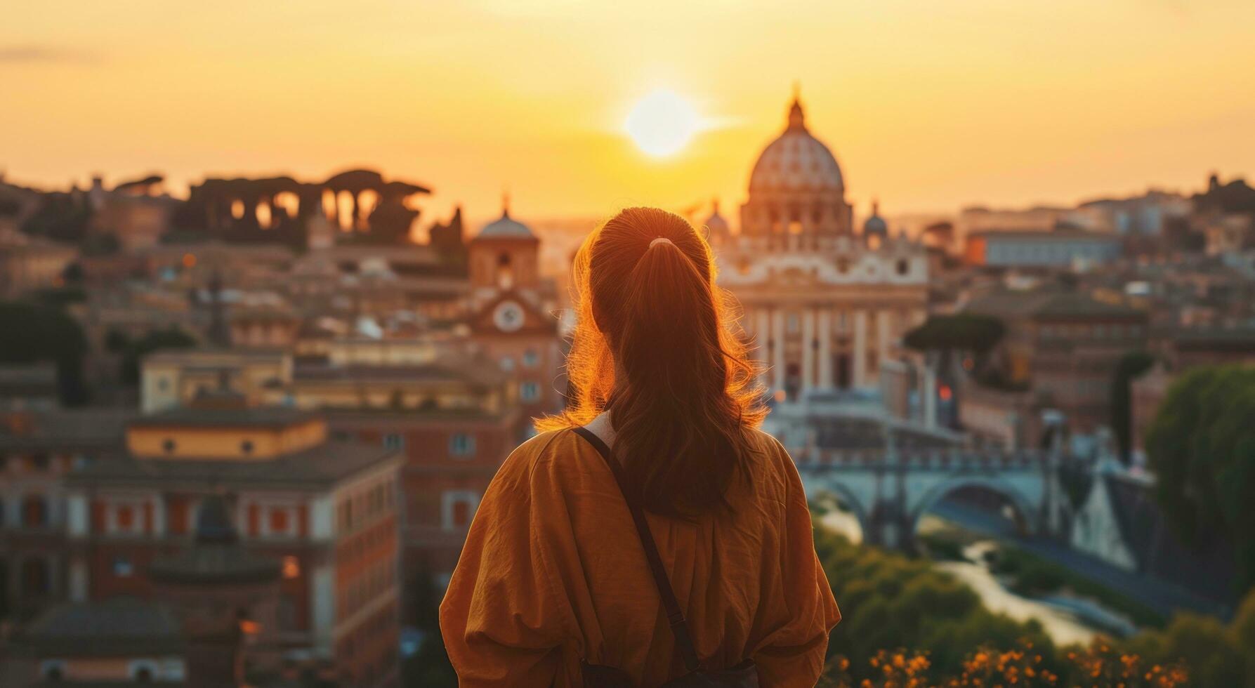 AI generated travel and tourism news women in city photo