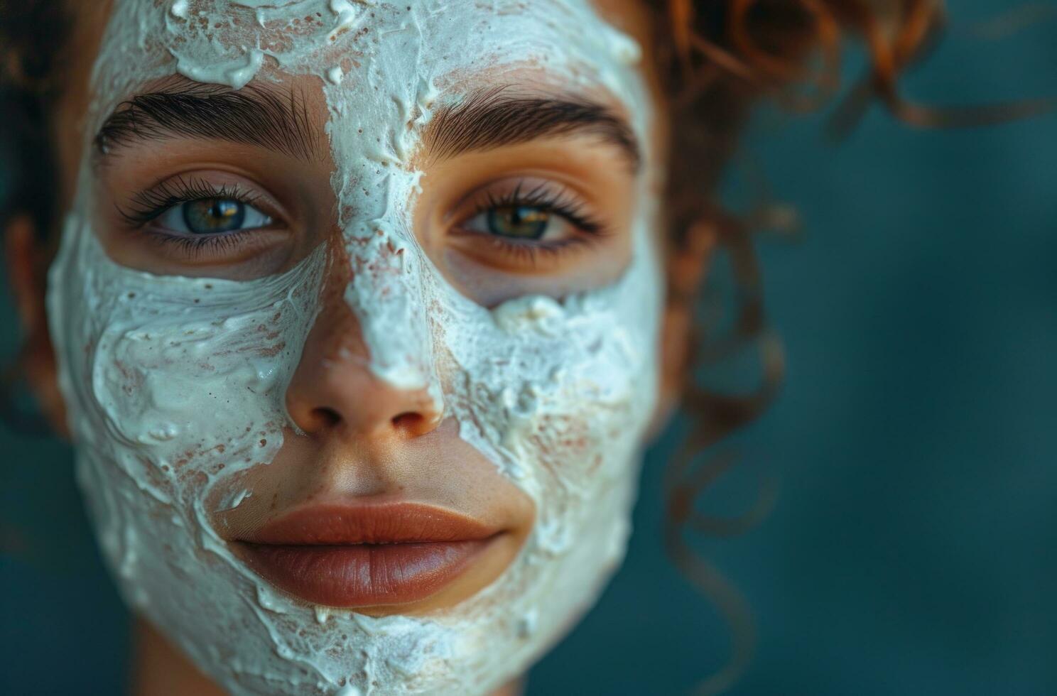 AI generated woman's facial mask getting removed photo