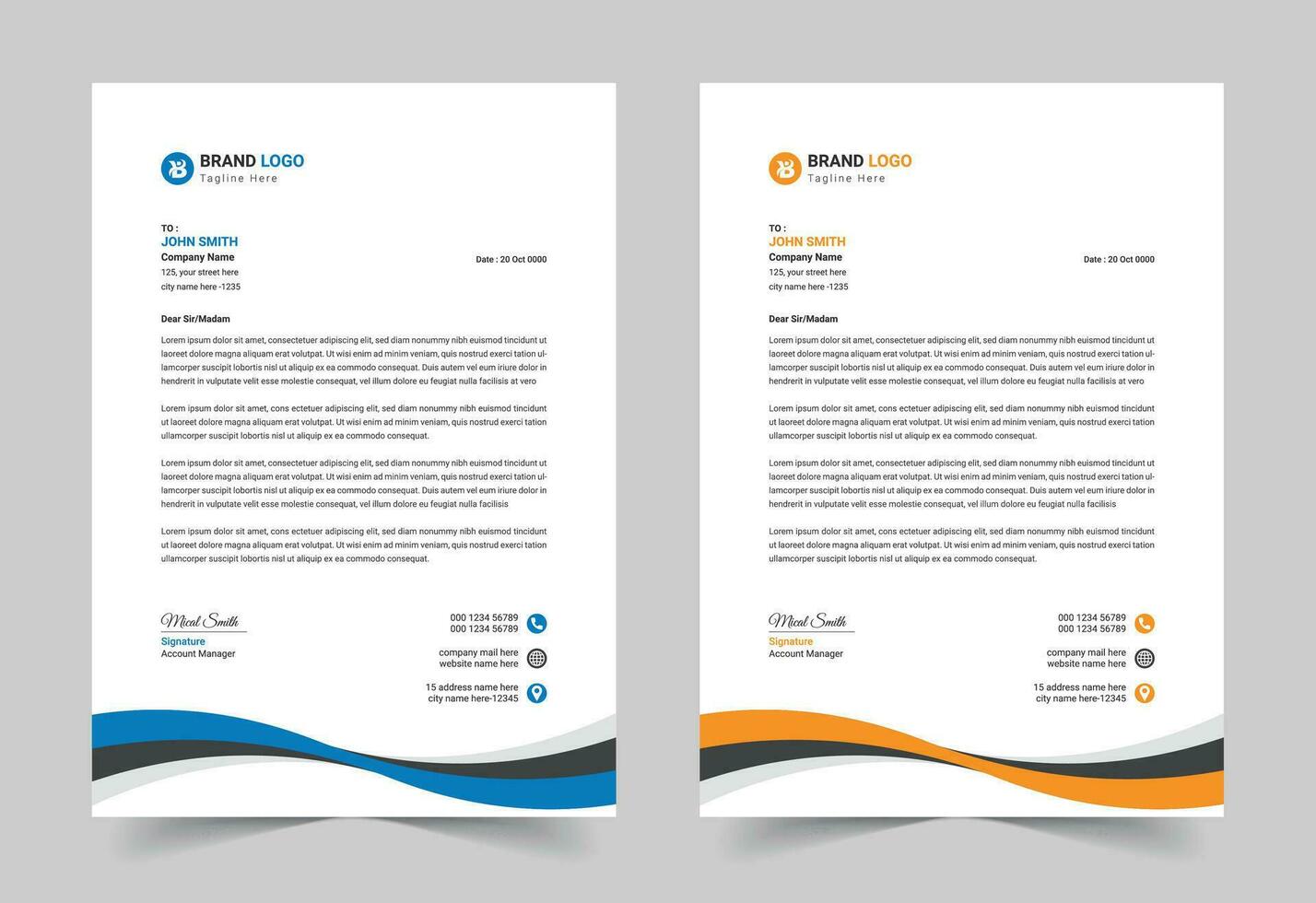 Free Vector Modern Creative Professional Business and Corporate Letterhead Template Design