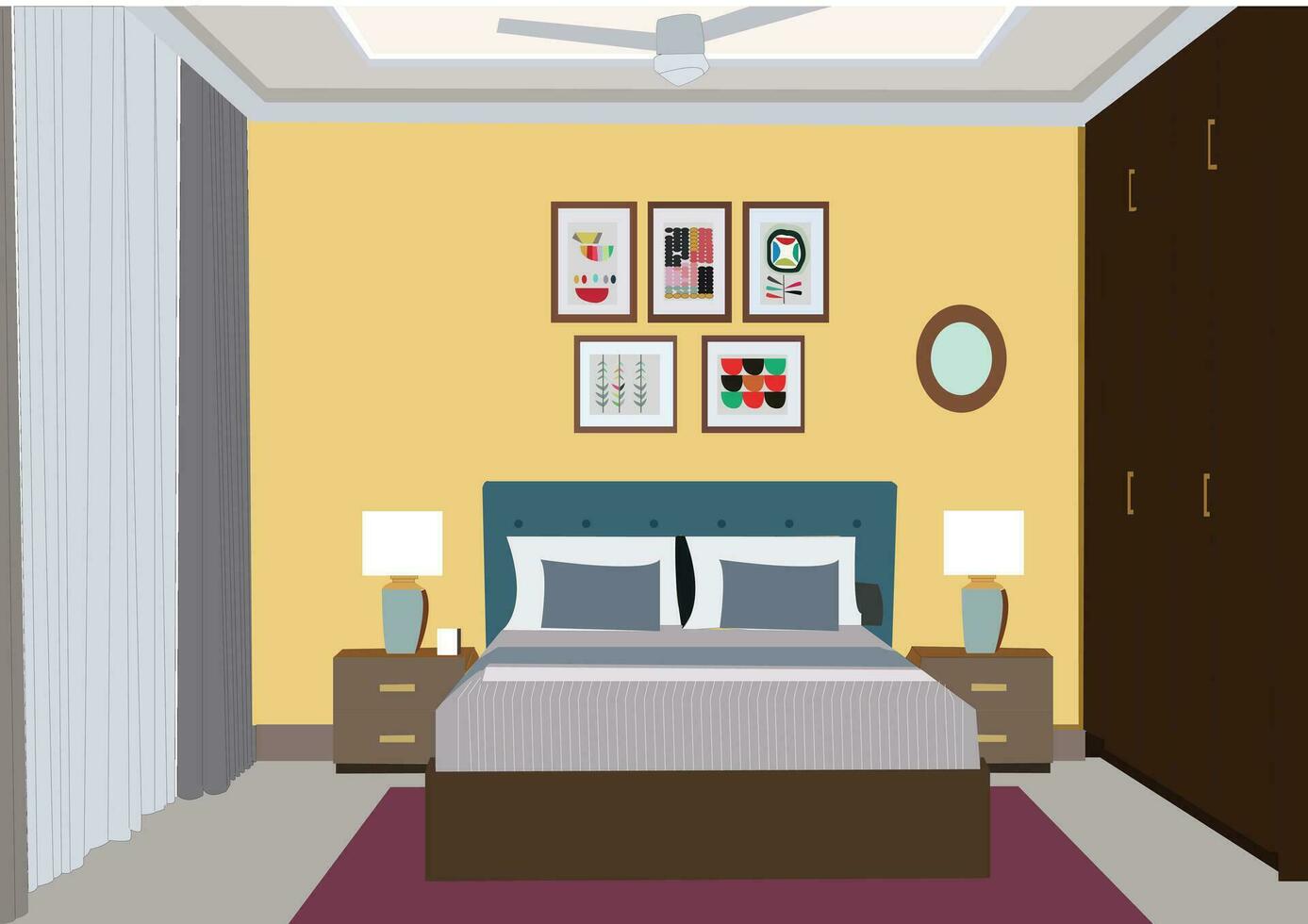 Bed room illustration vector