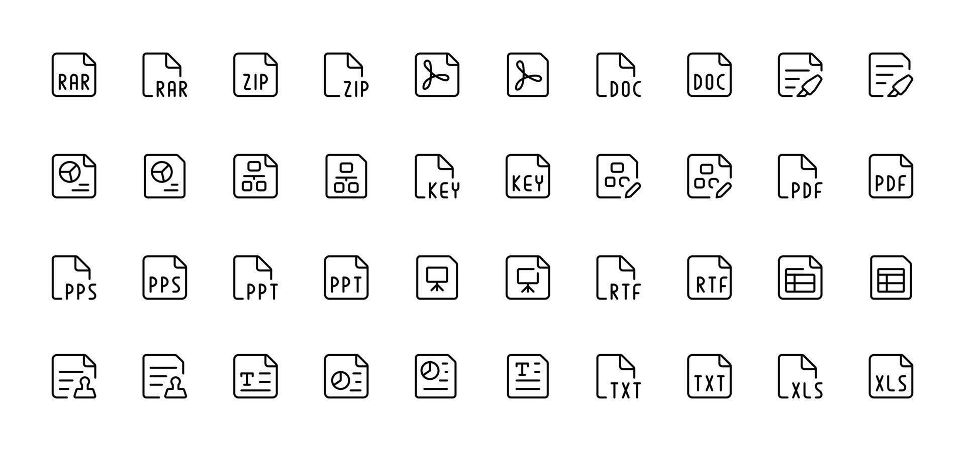 File format icon. Document file format folder pdf doc xls jpg zip txt