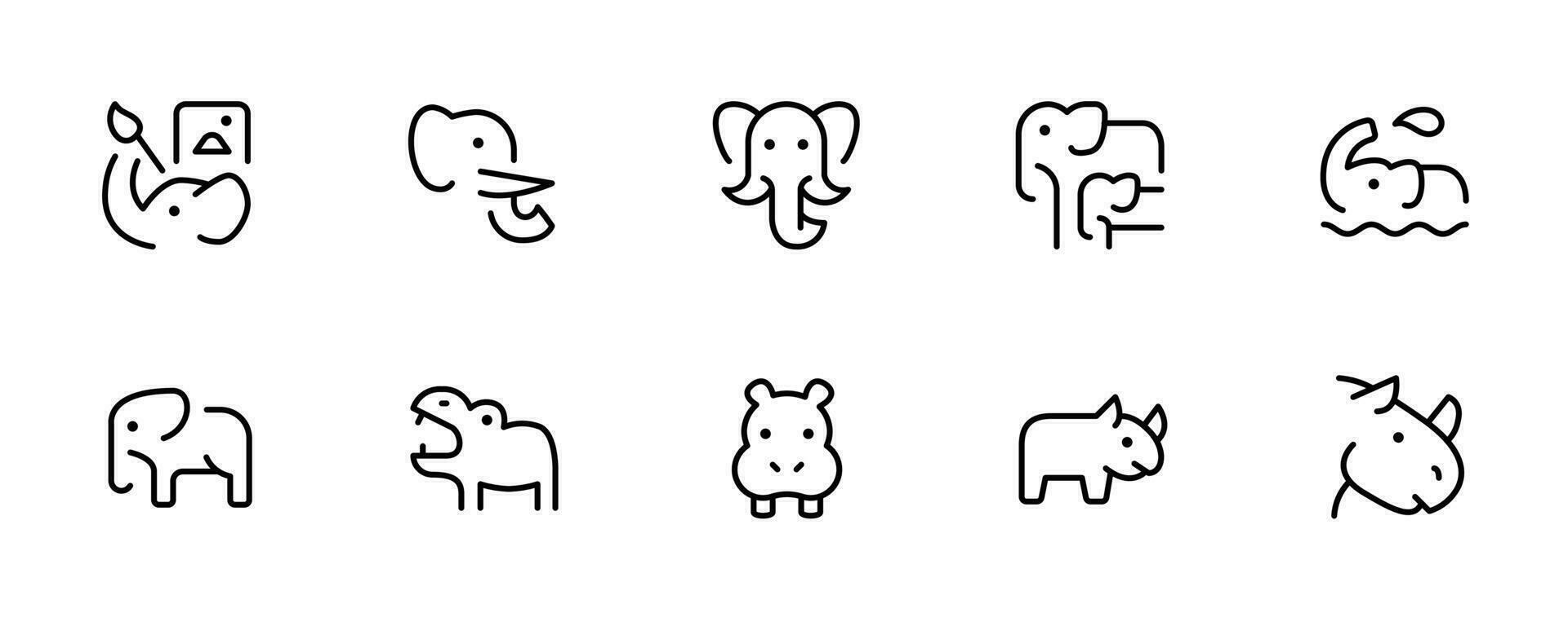 elephant icon, rhinoceros icon. flat vector and illustration, graphic, editable stroke. Suitable for website design, logo, app, template, and ui ux.