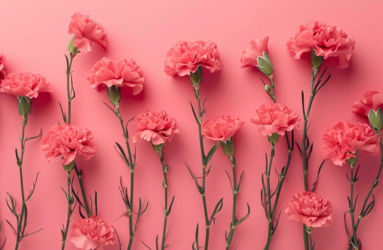 AI generated a pink background with carnations on it photo