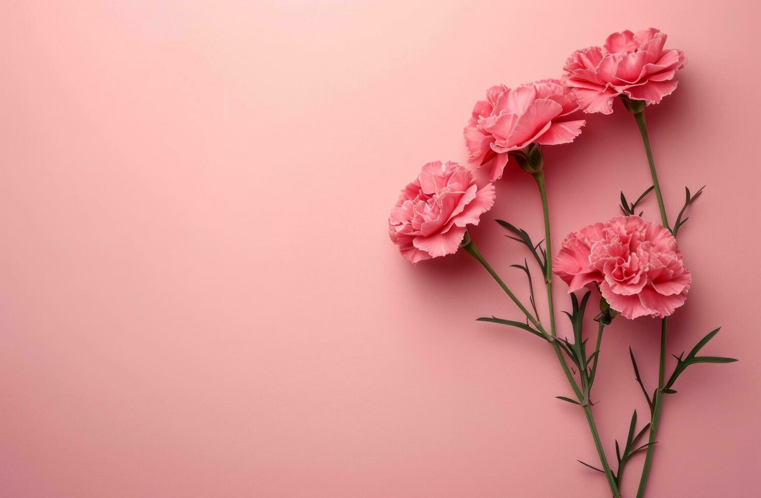 AI generated carnations on a pink background rose photo