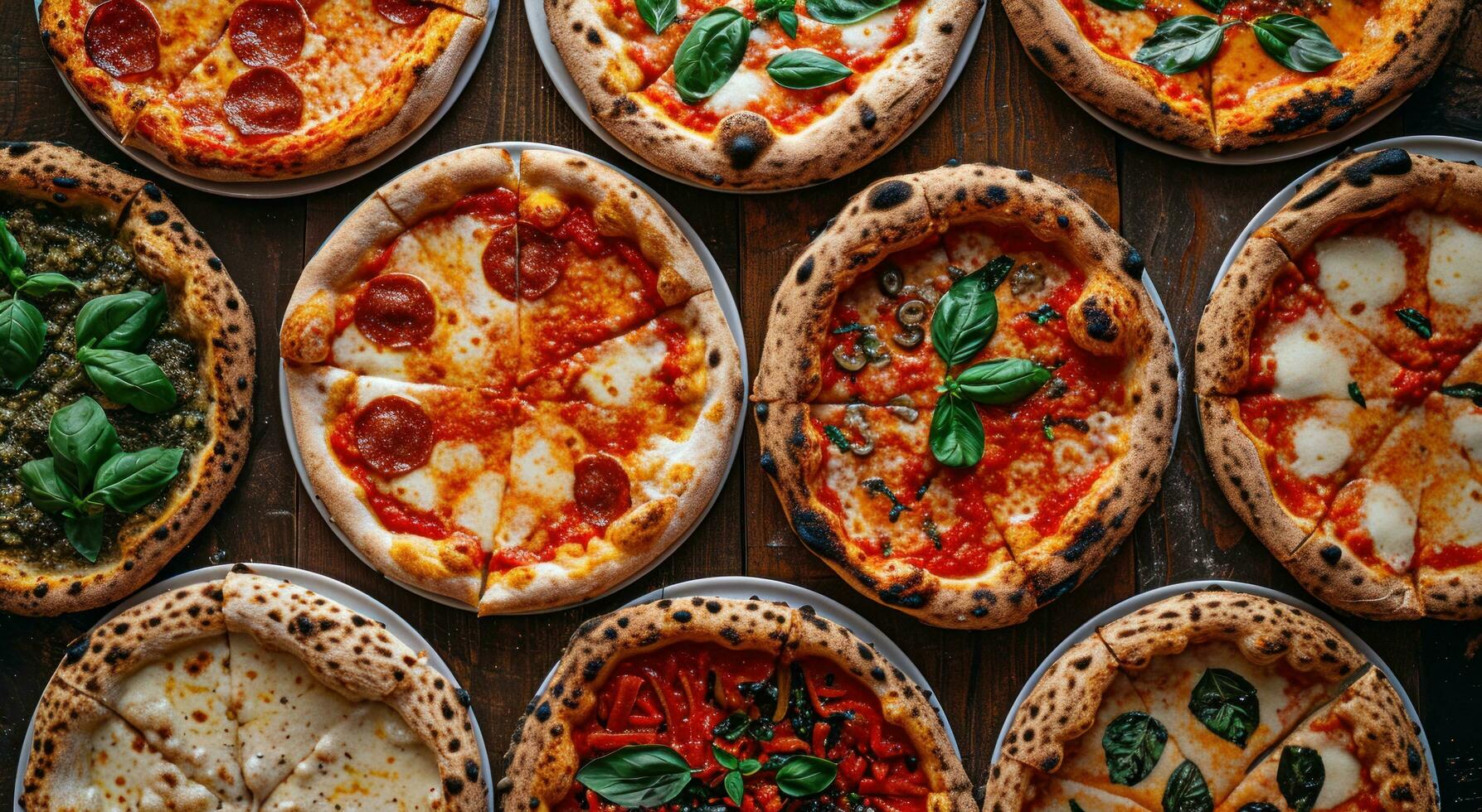 AI generated several different types of pizzas photo