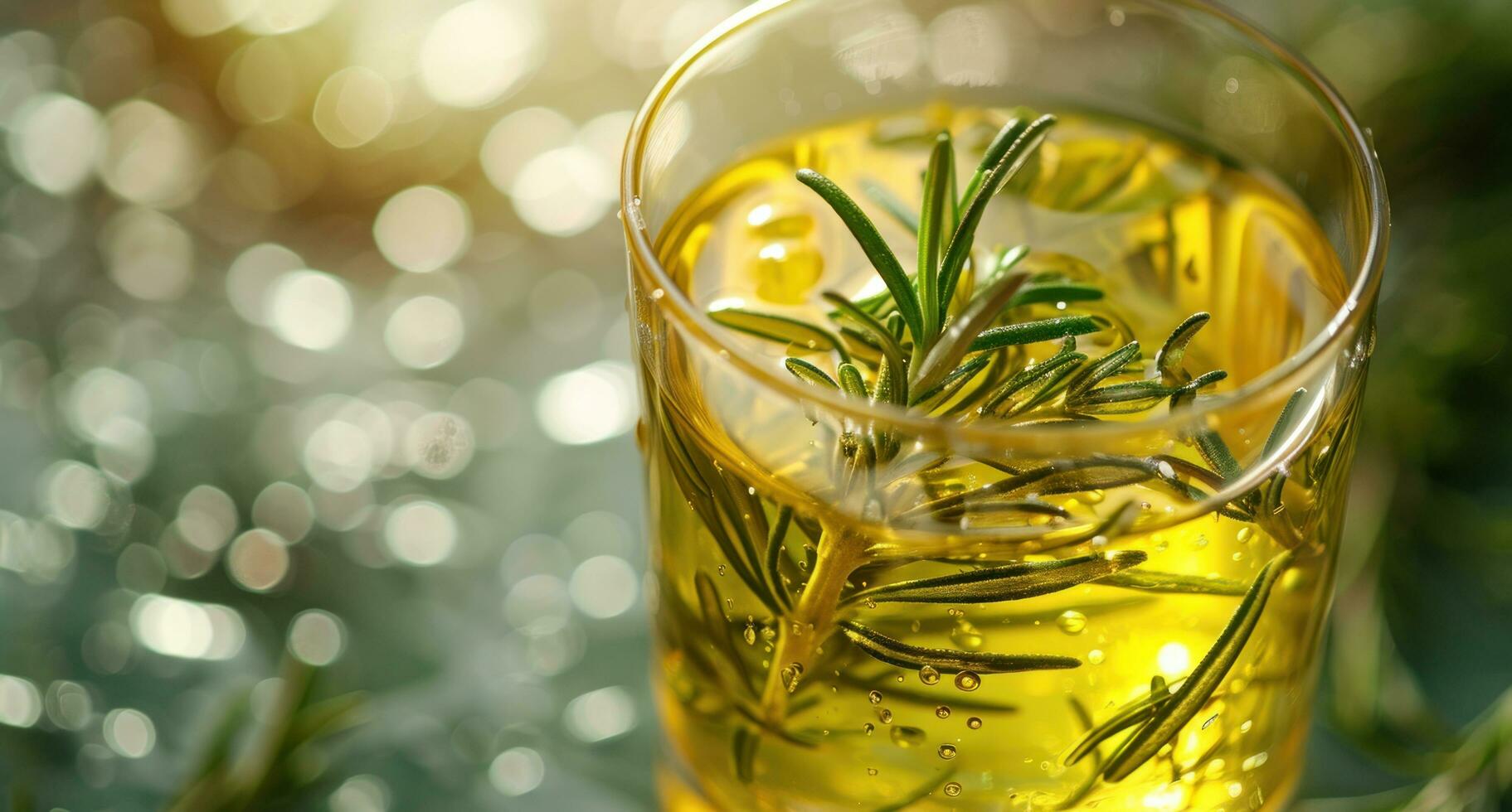 AI generated a glass of water with lemon slices and rosemary with a straw photo