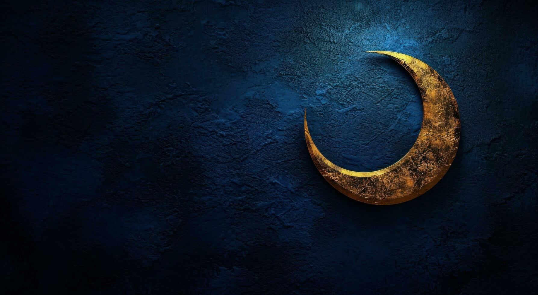 AI generated golden crescent in the dark on dark background photo