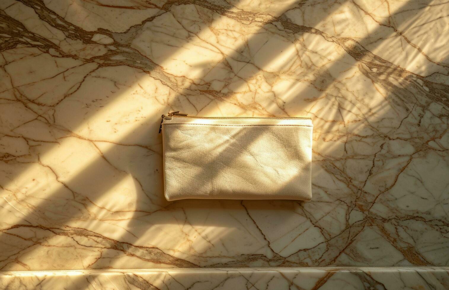 AI generated makeup bag on a marble background photo