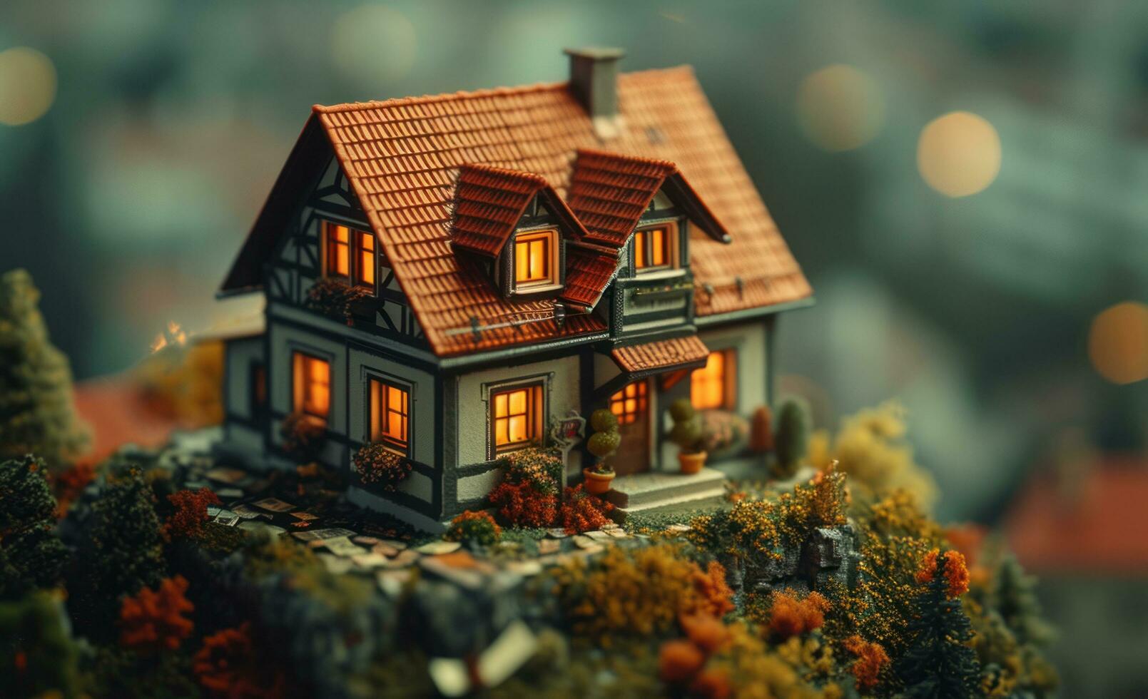 AI generated real estate investing, buying houses, paying the mortgage and the home photo