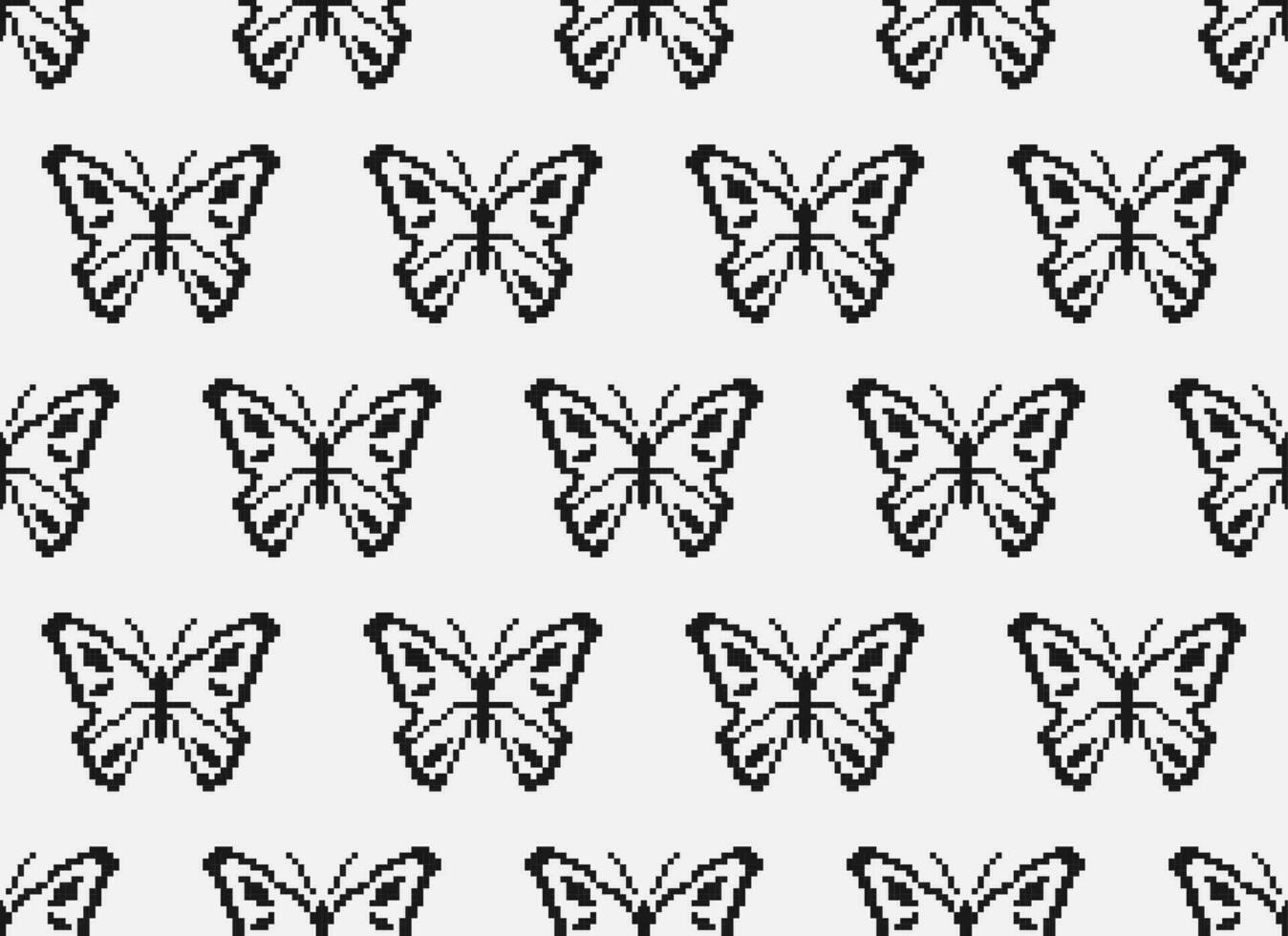 Pixel pattern seamless with black butterfly. 8-bit seamless with moth. Retro Video Game Aesthetic vector