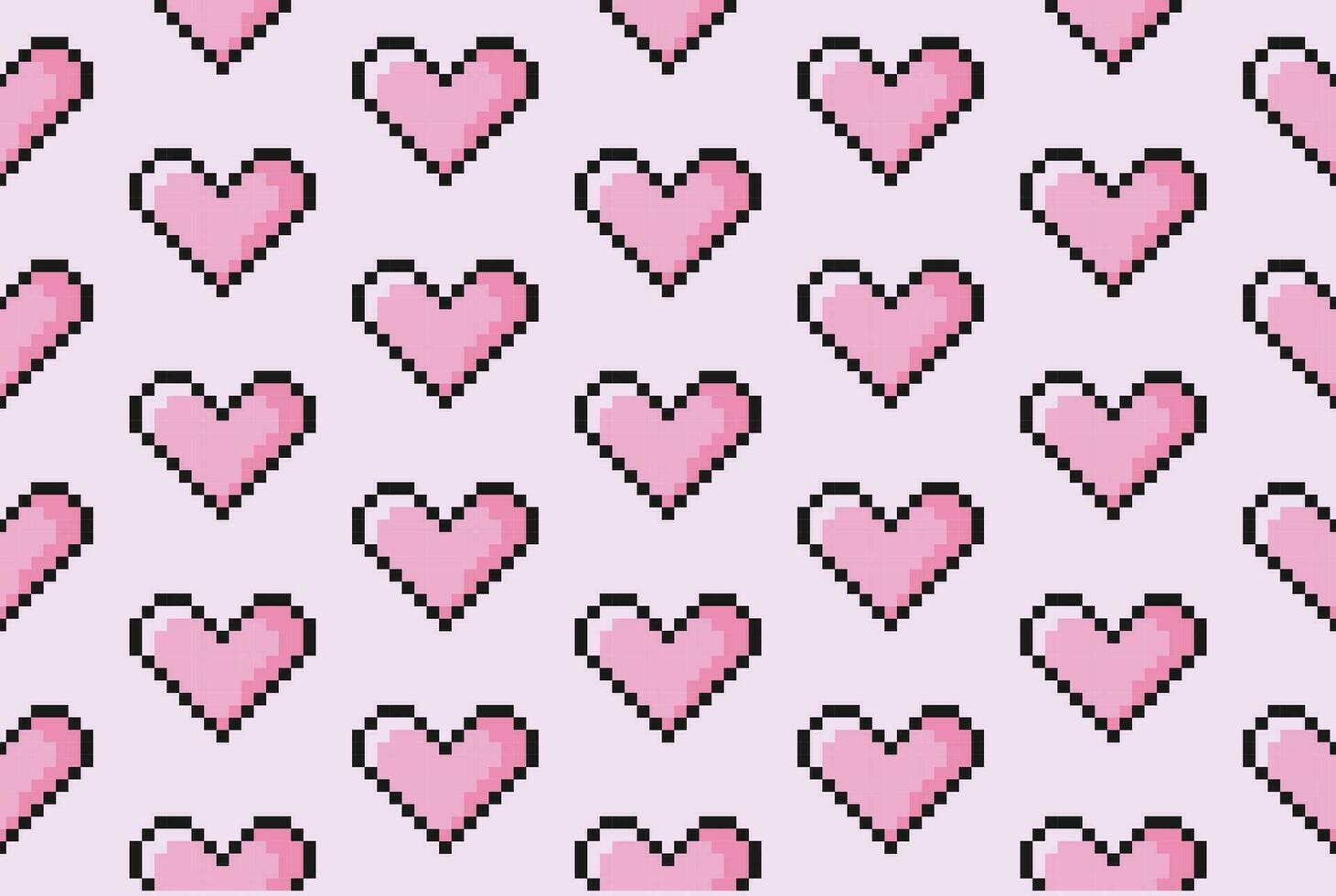 píxel corazones sin costura modelo antecedentes. retro rosado linda antecedentes en minimalista Clásico estilo vector