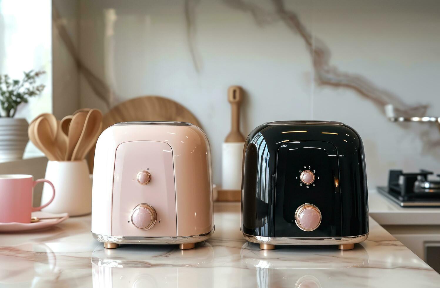 AI generated the black and white toaster is being prepared for use photo