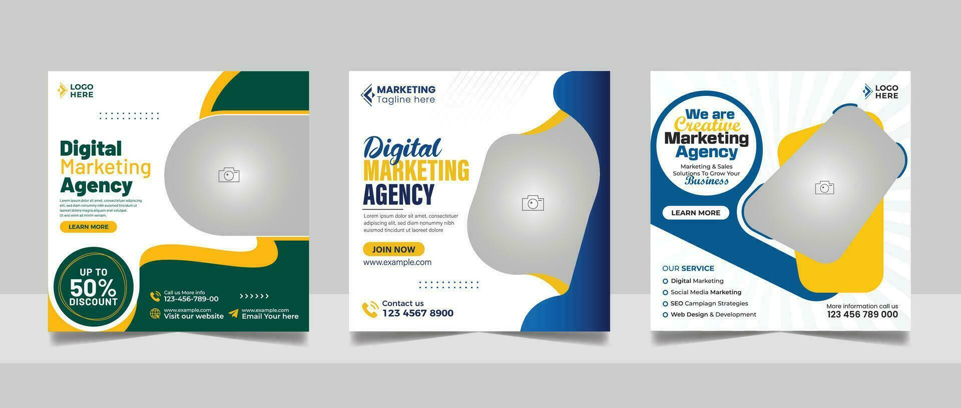 digital márketing agencia en línea seminario web social medios de comunicación enviar colocar, corporativo negocio promoción web bandera, cuadrado volantes diseño modelo vector