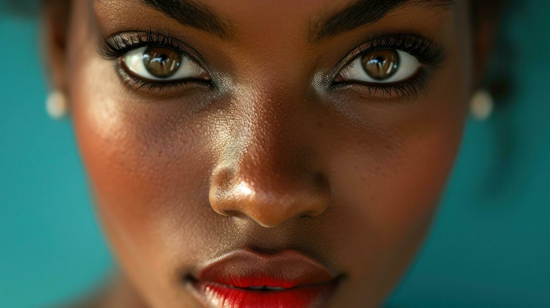 AI generated a beautiful woman, with dark brown skin and black heels photo