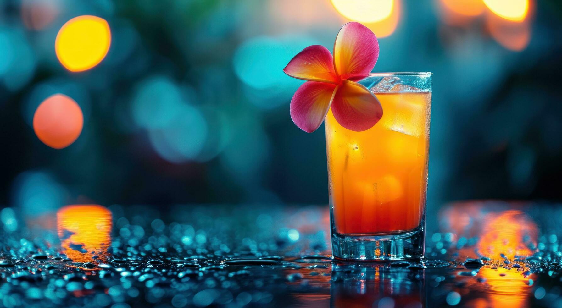 AI generated a cocktail by the pool with a pineapple garnish photo