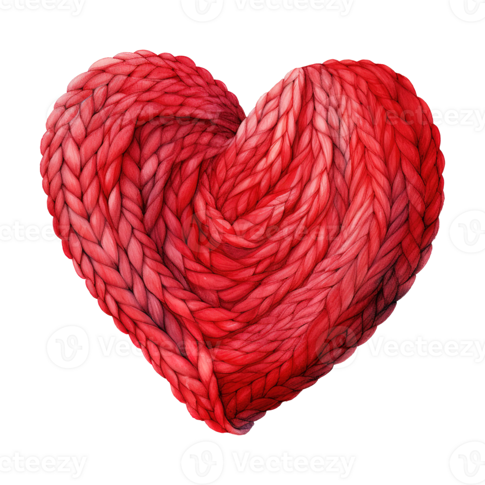 AI generated Red Heart Shaped Yarn. AI Generated Image png