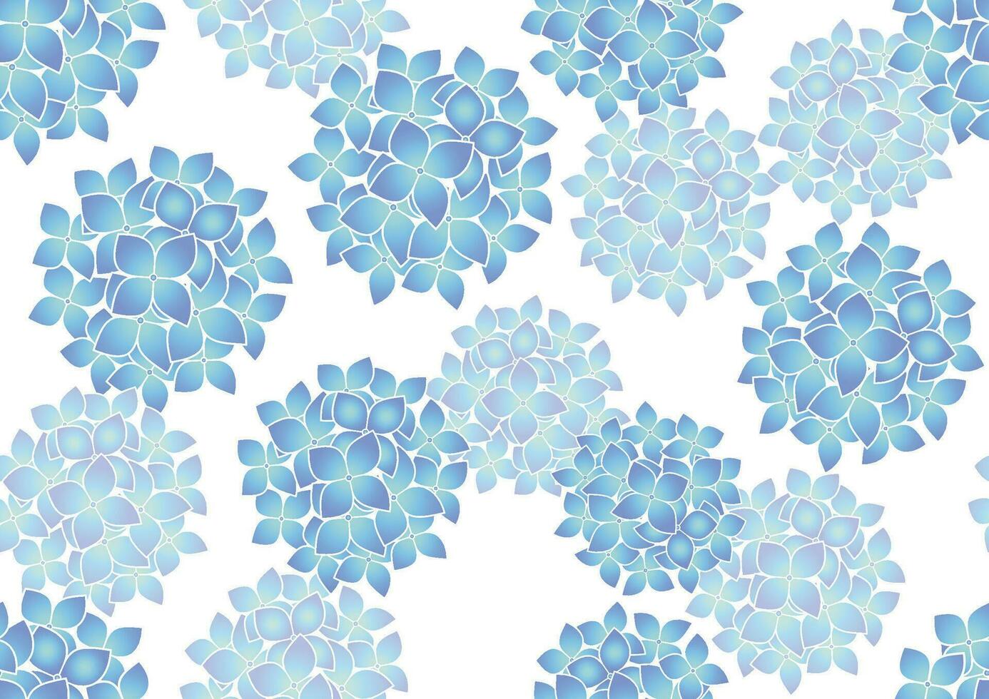 Seamless Blue Hydrangea Pattern Vector Illustration Isolated On A White Background. Horizontally And Vertically Repeatable.