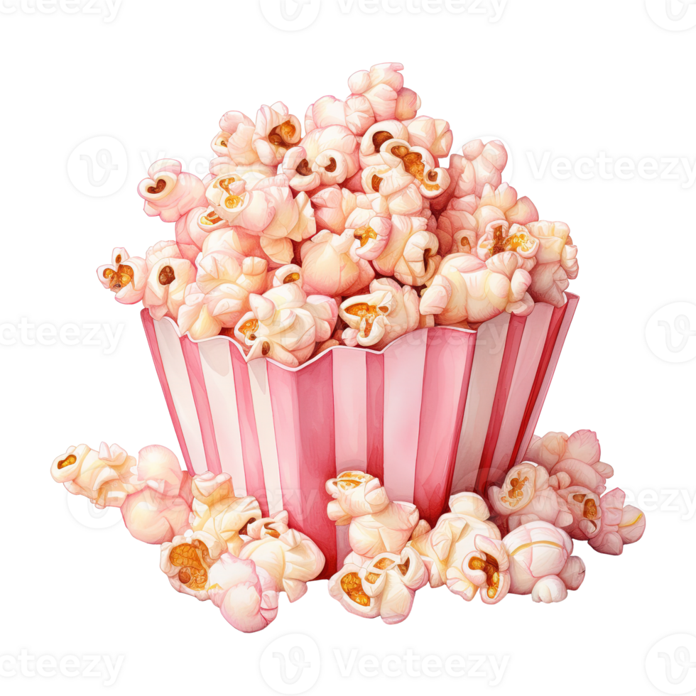 AI generated Popcorn Bucket with Pink Popcorn. AI Generated Image