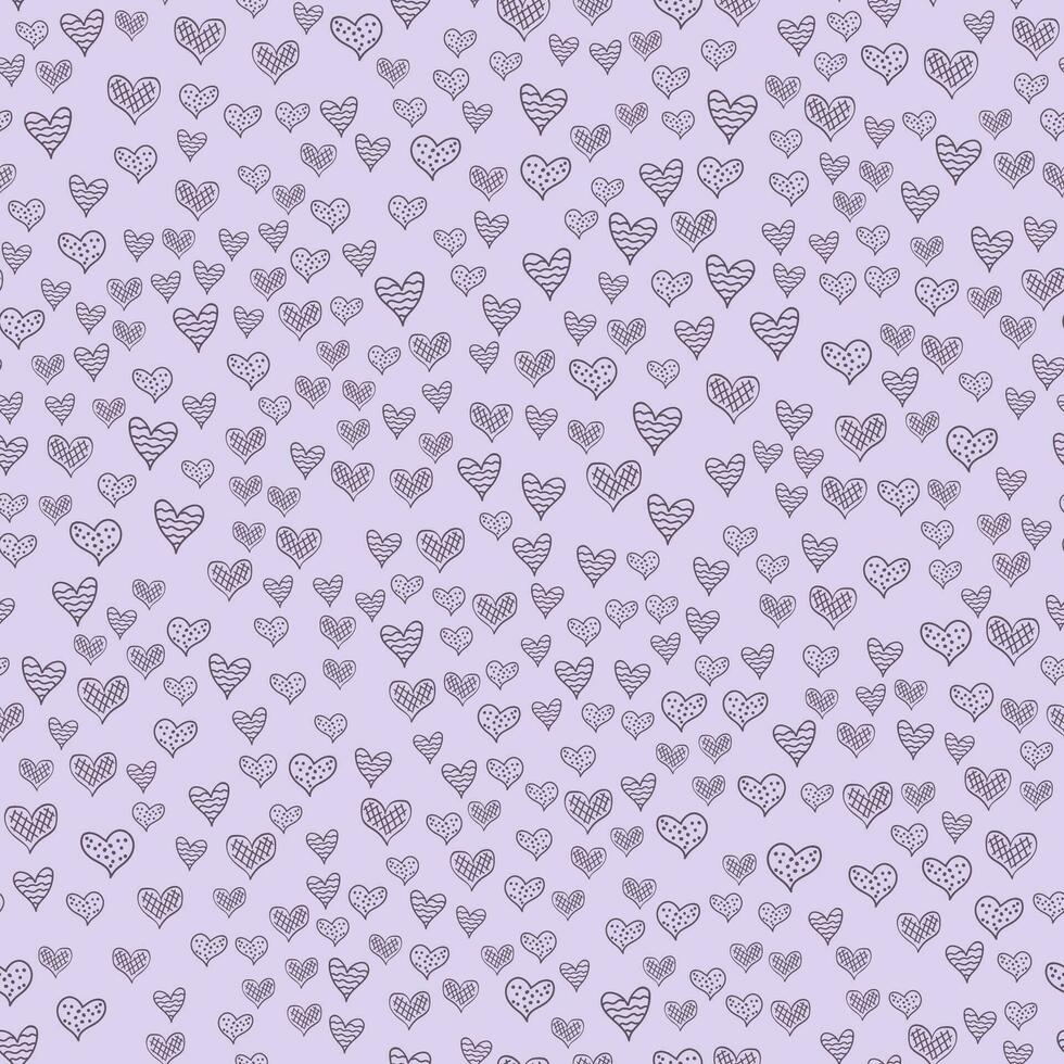 Seamless patterns with hand-drawn hearts. Background with hearts in the Scandinavian style. Valentine s day. vector