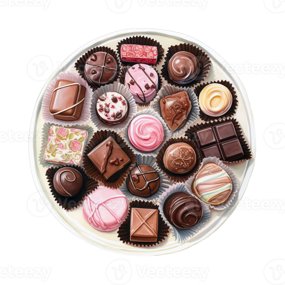 AI generated Chocolates on a Plate. AI Generated Image png
