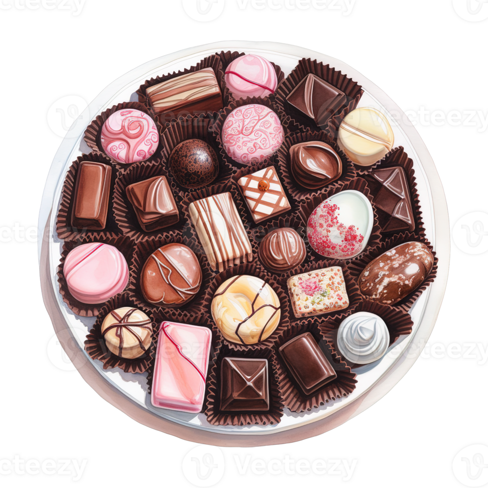 AI generated Chocolates on a Plate. AI Generated Image png