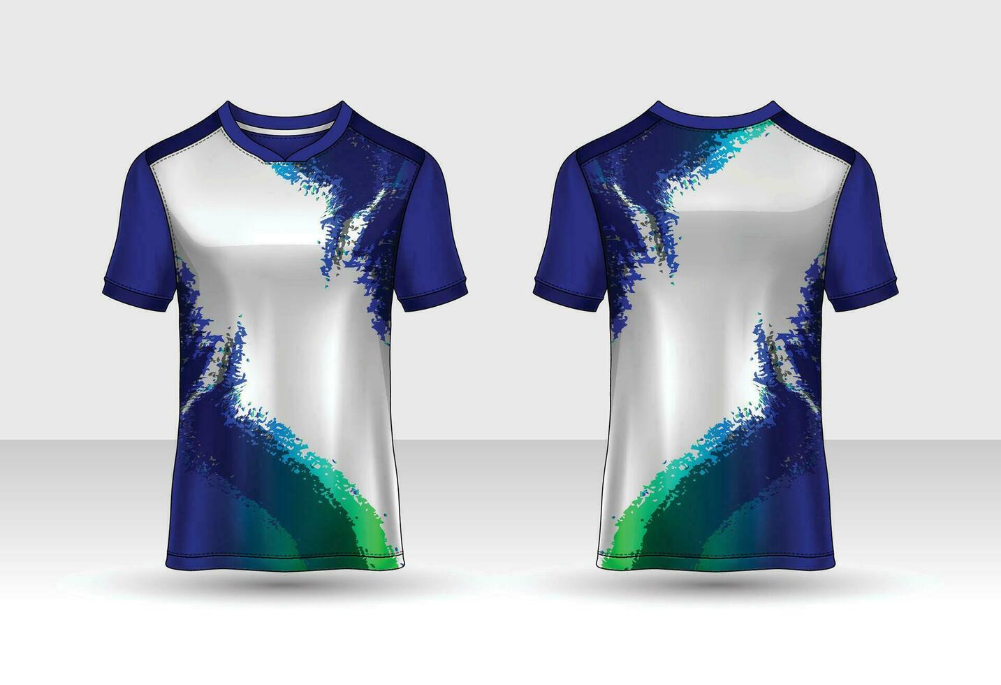 Sports t-shirt jersey design concept vector template, rhombus pattern v neck Football jersey concept with front and back view for Soccer, Cricket, Volleyball, Rugby, tennis, badminton uniform kit