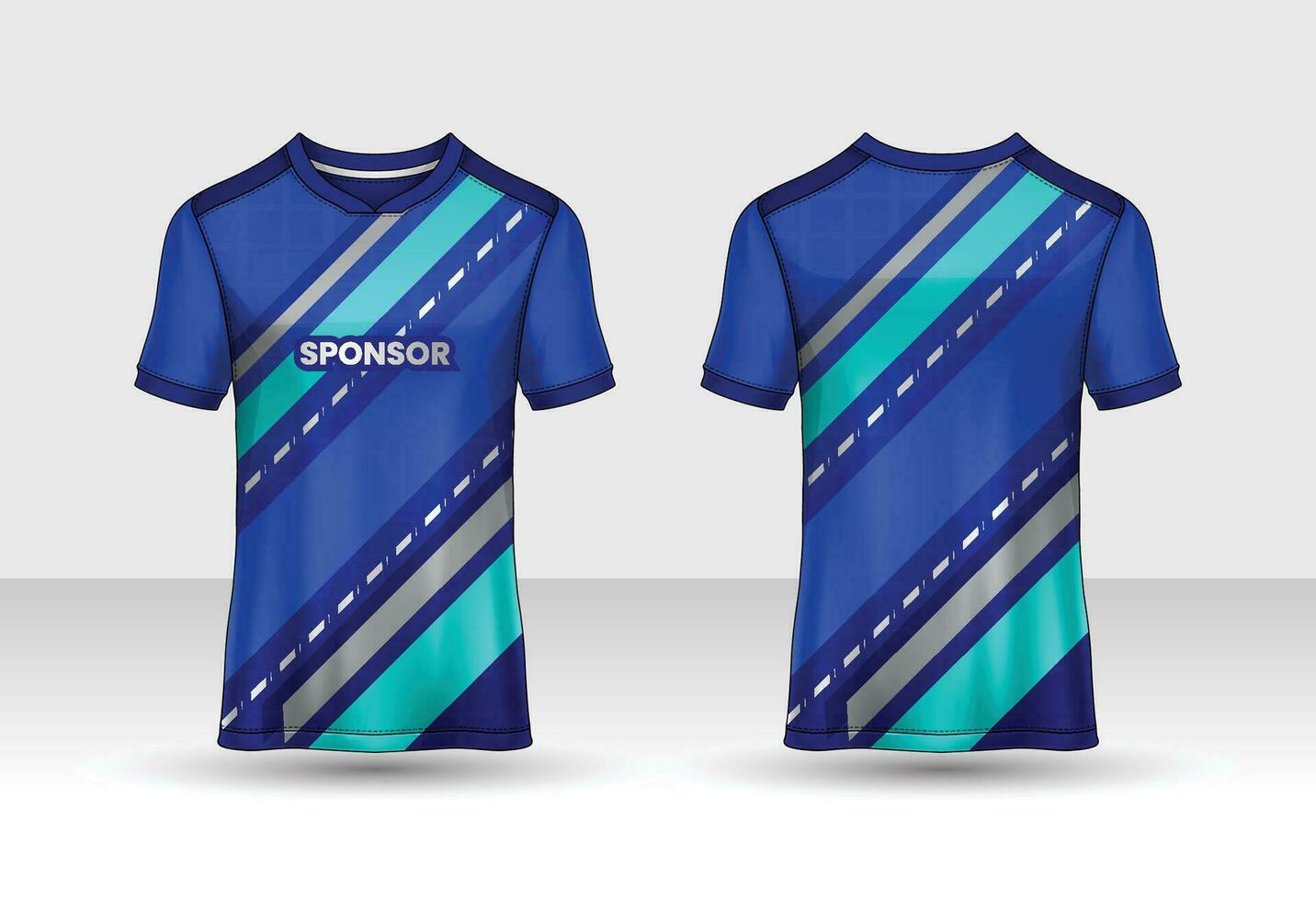 plantilla de diseño deportivo de camiseta, maqueta de camiseta de fútbol para club de fútbol. Vista frontal y trasera uniforme. vector