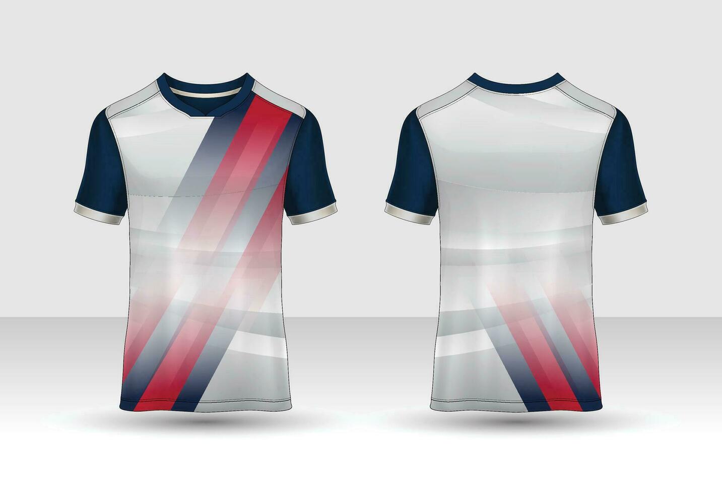 plantilla de diseño deportivo de camiseta, maqueta de camiseta de fútbol para club de fútbol. Vista frontal y trasera uniforme. vector