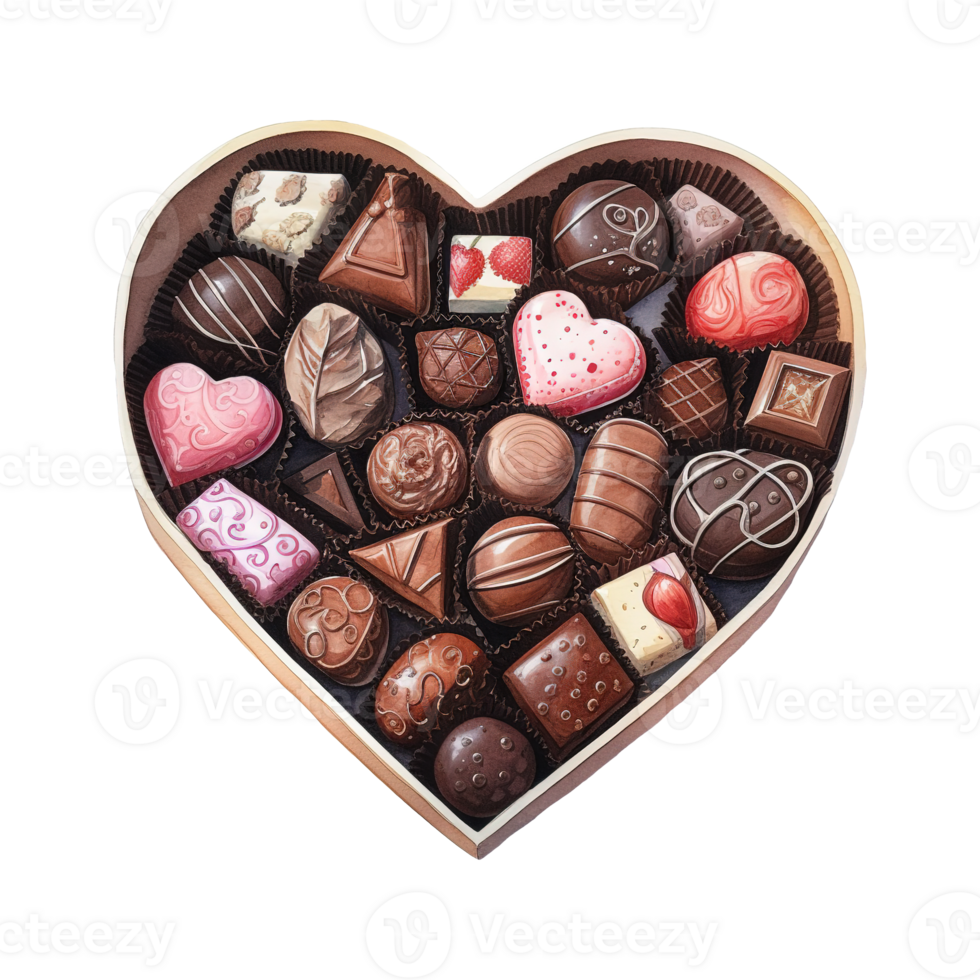 AI generated Heart Shaped Box Filled with Chocolates. AI Generated Image png