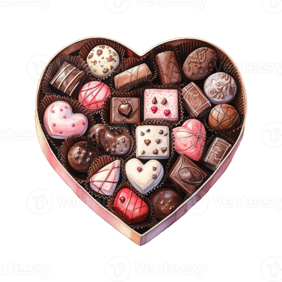 AI generated Heart Shaped Box Filled with Chocolates. AI Generated Image png