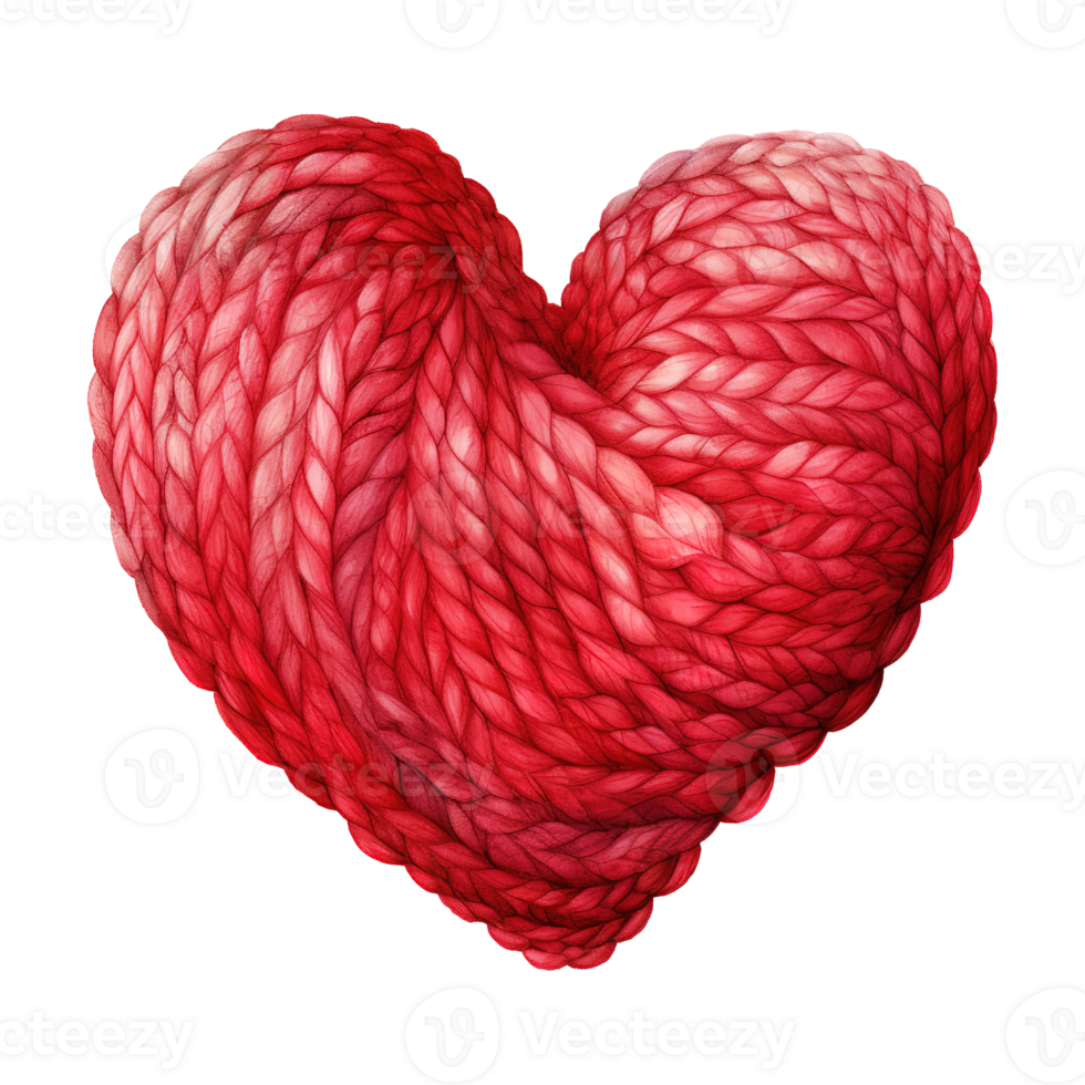 AI generated Red Heart Shaped Yarn. AI Generated Image png